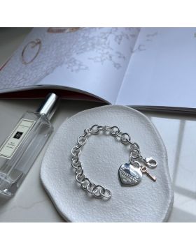 Imitated Return To Tiffany Brand Letter Logo Heart Tag Key Pendant Sterling Silver Link Bracelet Genderless