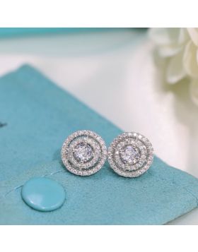 Fake Tiffany Soleste Concentric Circle Diamond Earrings For Female White Gold Materia Online