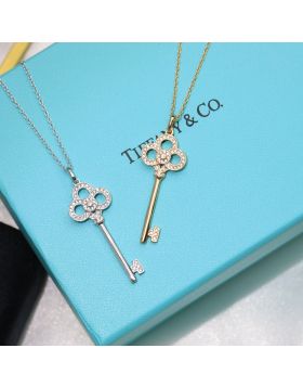 Faux Tiffany Keys Diamond Crown  Key Necklace For Ladies Price List Silver/18k Gold GRP11539