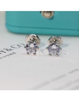 Imitation Tiffany Soleste Six Prong Shiny Diamond White Gold Earrings For Women