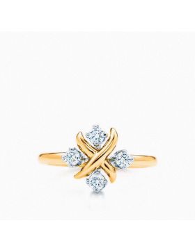 Fake Tiffany & Co. Schlumberger Ladies Four Stones Lynn Ring 18k Yellow Gold Shine Diamonds Fashion Band Online GRP03349