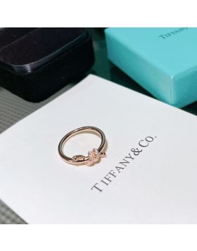 Copy Tiffany Knot Rose Gold Diamond Ring Price UK Elegant Ladies Band GRP11995