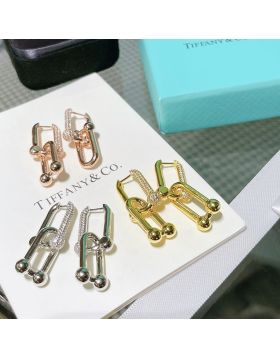 Replica Tiffany Hardwear Detachable Double Chain Half Diamond Link  Earrings For Ladies 68692539