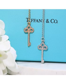 Fake Tiffany Keys Collection Women'S Full Diamond Fleur De Lis Key Pendant Necklace Yellow Gold Jewelry Fashion Online 62866934 