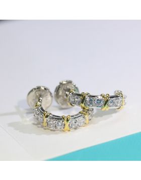 Imitation Tiffany & Co. Schlumberger Golden X & Diamonds Twenty Stone Hoop Earrings&Necklace Suite 21209821