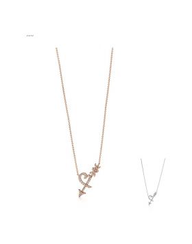 Replica Tiffany Paloma's Graffiti Heart & Arrow Crystals Pendant Necklace Silver/Rose Gold Vintage Style Lady Jewelry 37359394