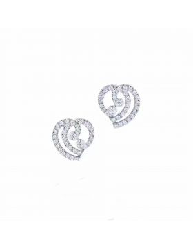 Tiffany Enchant 925 Silver Hollow Heart Ear-stud Studded Crystals Wedding Gift UK Online Shop 33725906