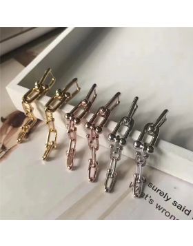 Tiffany Hardwear Interlocking Link Earrings Sterling Silver Vintage Style Fashion Show Paris Girls 38087932/38087975