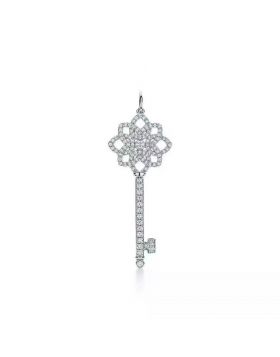 Tiffany Keys Woven Key Pendant Necklace Diamonds Women Fashion Jewelry Birthday Gift