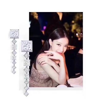 Phony Tiffany Square Crystals Drop Earrings Celebrity Engagement Gift Classy Women Price In Singapore