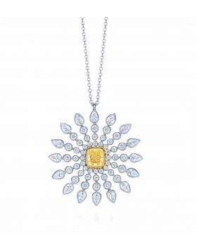 Tiffany Enchant Yellow Diamonds Replica Sunburst Pendant With White Crystals Necklace Women Jewelry Gift