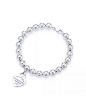 Return To Tiffany Copy Bead Bracelet Classic Sterling Silver Heart Pendant Birthday Gift D.C. GRP08671
