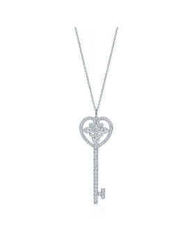 Tiffany Keys Ornate Heart Key Pendant Necklace Sterling Silver Wholesale Women's Day