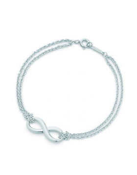 Tiffany Infinity Double Chains Bracelet Copy Infinity Symbol Pendant 925 Silver Latest Design Women Wedding Gift GRP06394