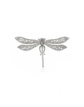 Replica Tiffany & Co. 925 Silver Paved Diamonds Dragonfly Shaped Unisex Breastpin High-end Jewellery Online Replica