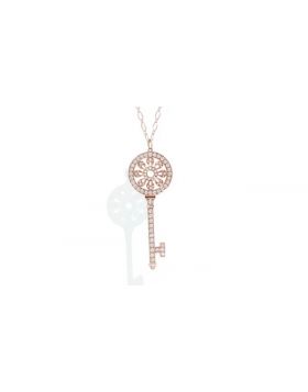 2020 Fashion Tiffany & Co Rose Gold Petals Keys Pendant Sunflower Diamonds Necklace For Women