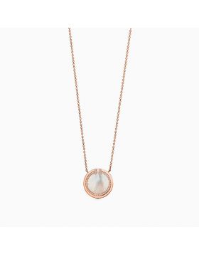 Celebrity Style Tiffany Double T Diamonds Circle Mother-Of-Pearl Pendant Silver Necklace For Ladies